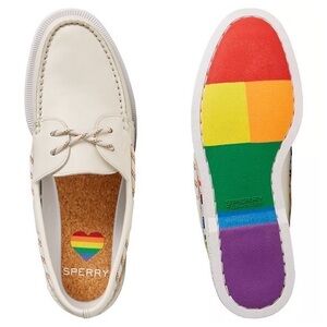 Sperry Top-Sider 2-Eye Boat Shoes LGBT Rainbow Pride Peace Love STS24298
